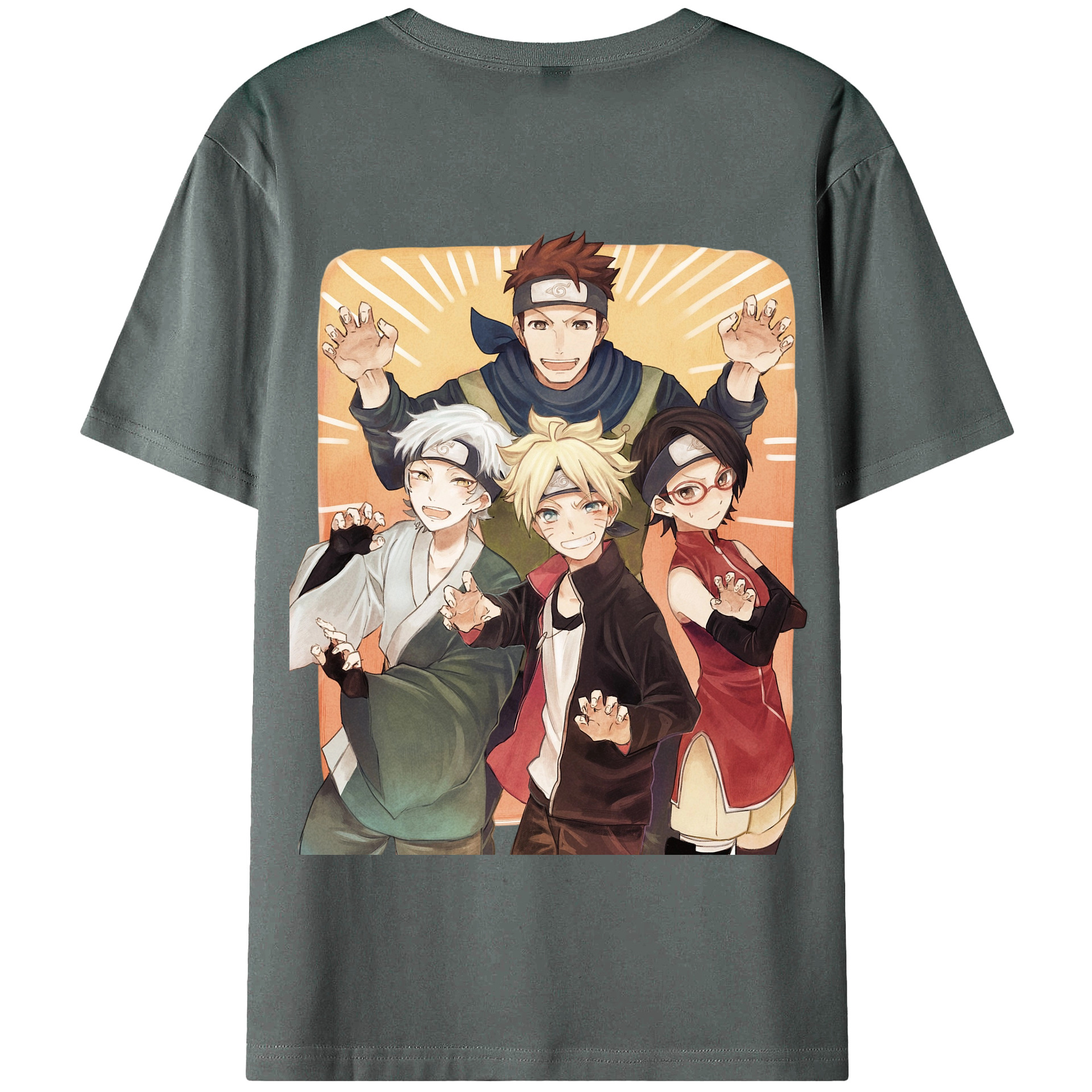 （画像用） NARUTO -ナルト- うちは サラダ Uchiha Sarada 綿100％半袖Tシャツ（背面プリント）